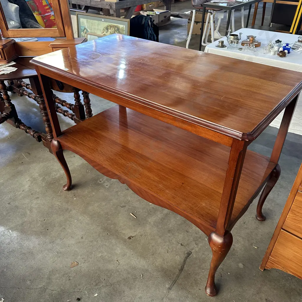 Mahogany two tier server with cabriole legs. (has a heat mark) Image 1++