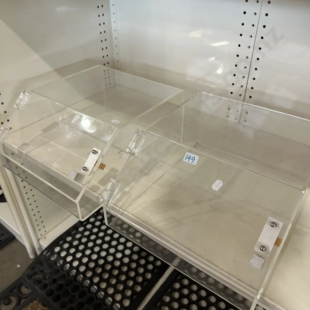 Pair of perspex display boxes. Image 1++