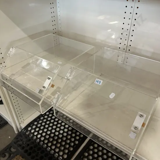 Pair of perspex display boxes.