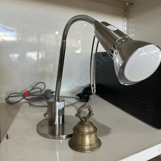 Lamp and brass bell.