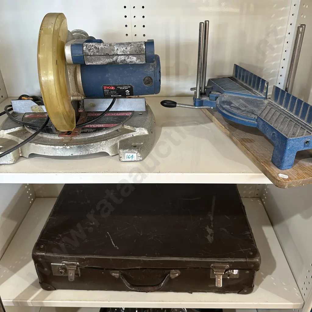 Ryobi 210mm compound mitre saw, mitre box plus suitcase. Image 1++