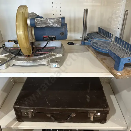 Ryobi 210mm compound mitre saw, mitre box plus suitcase.
