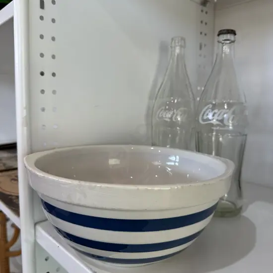 English mixing bowls and pr Coke bottles