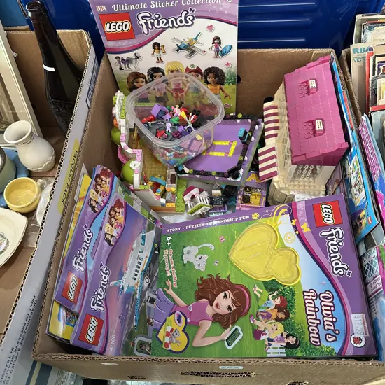 Box lot of Lego and sticker collection etc.