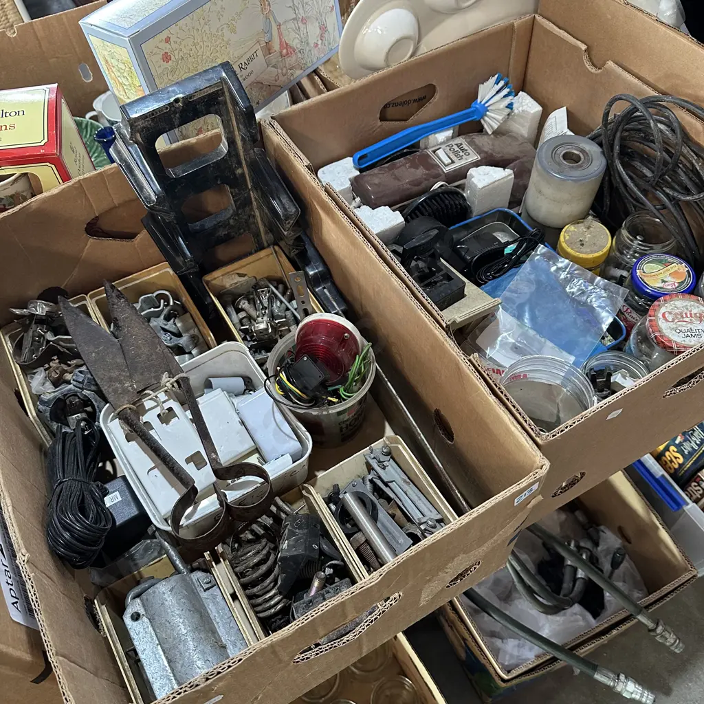 Two boxes hardware, mitre box, shears etc. Image 1++