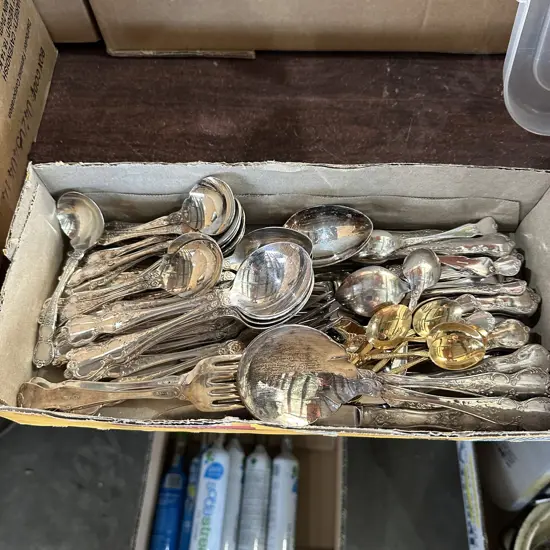 Box of cutlery.