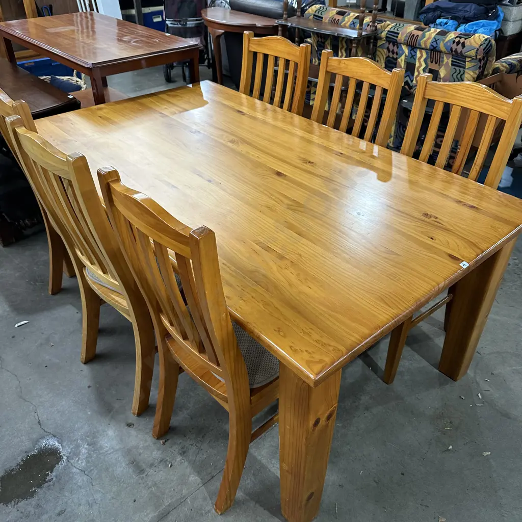 tidy solid Pine table & 6 chairs 1800 x 1050 Image 1++