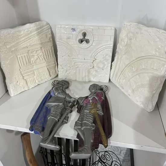 relic art and plaster wall hanging knights