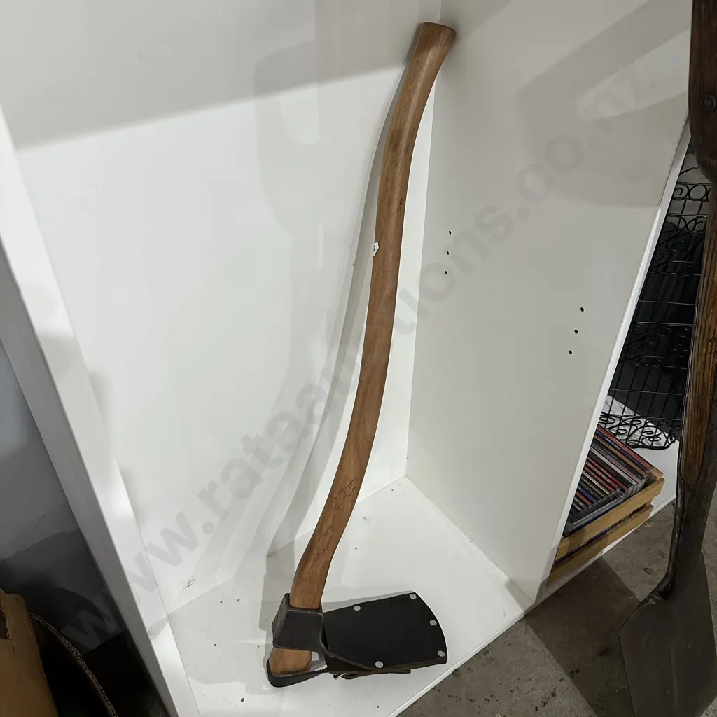 antique hand forged wood workers adze with new handle & leather sheath Image 1++