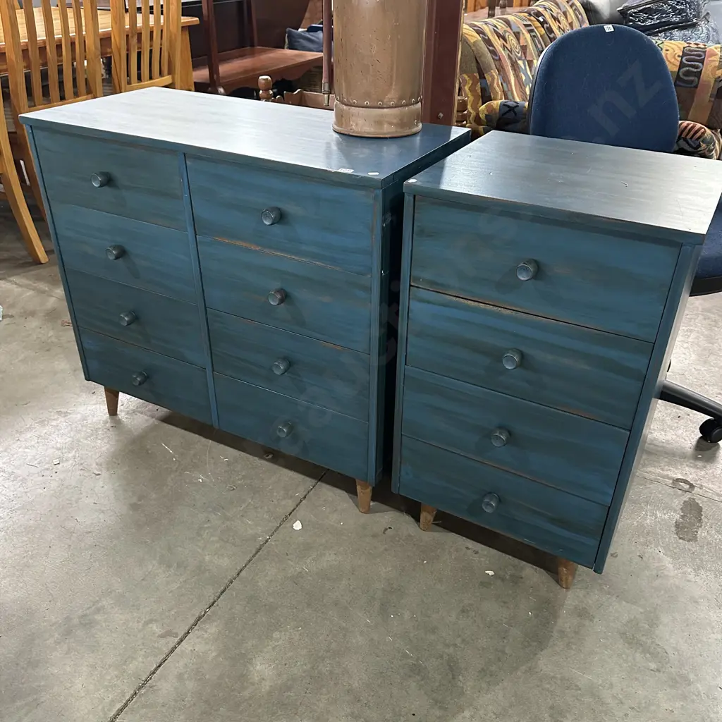 3pc Blue wash Pine bedroom suite Image 1++