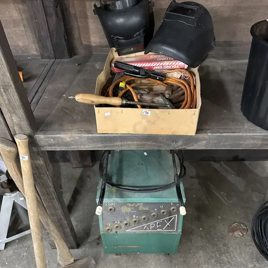 Apex arc welder, helmets, rods and leads