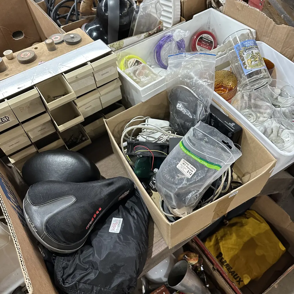 workshop storage system, bike seats, plumbing and electrical products, trimming line etc. Image 1++