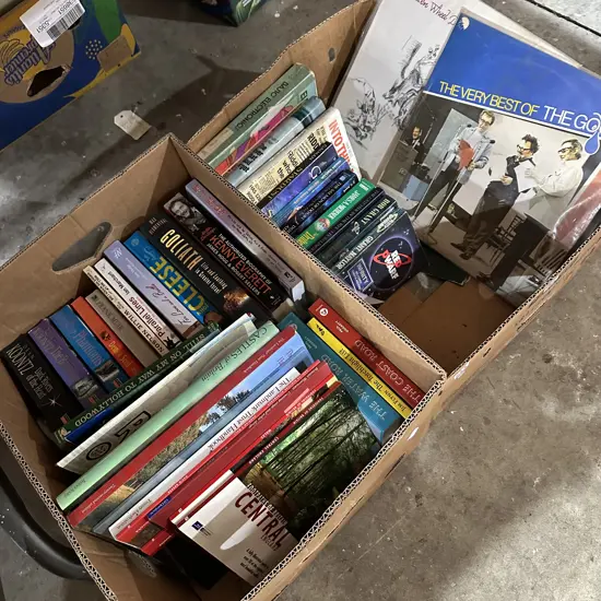 Two boxes of books and records.