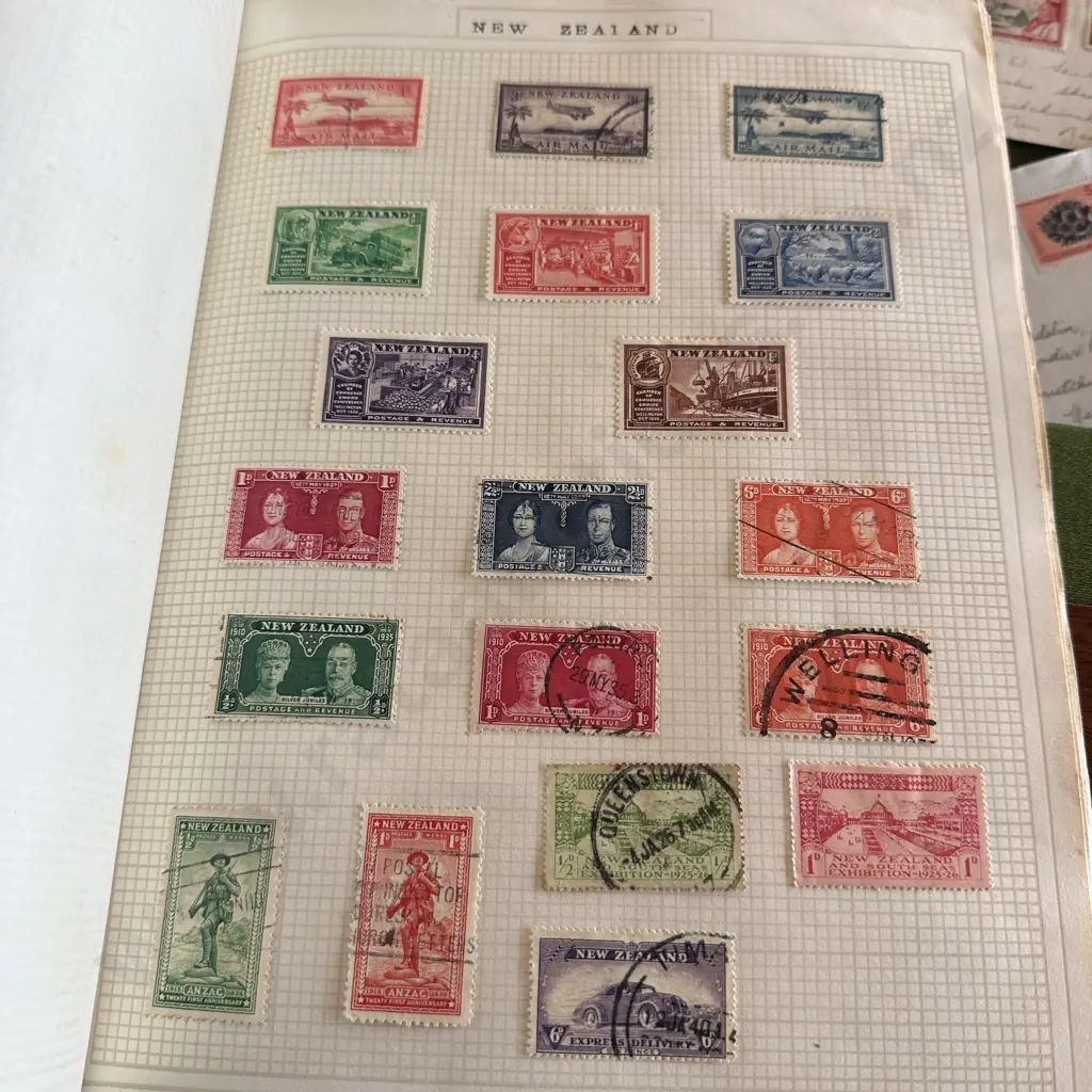 Warwick world stamp album incs good NZ selection Image 1++