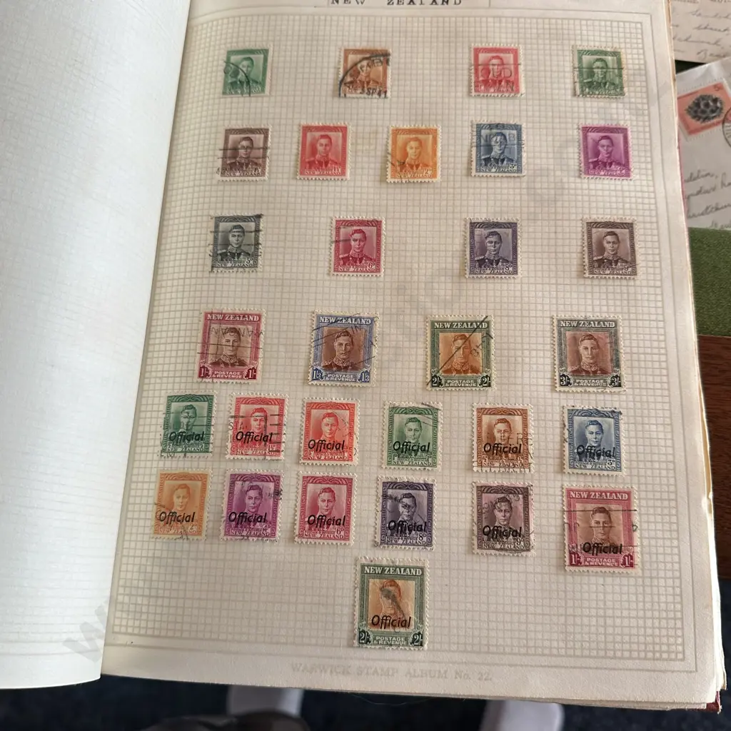 Warwick world stamp album incs good NZ selection Image 1++