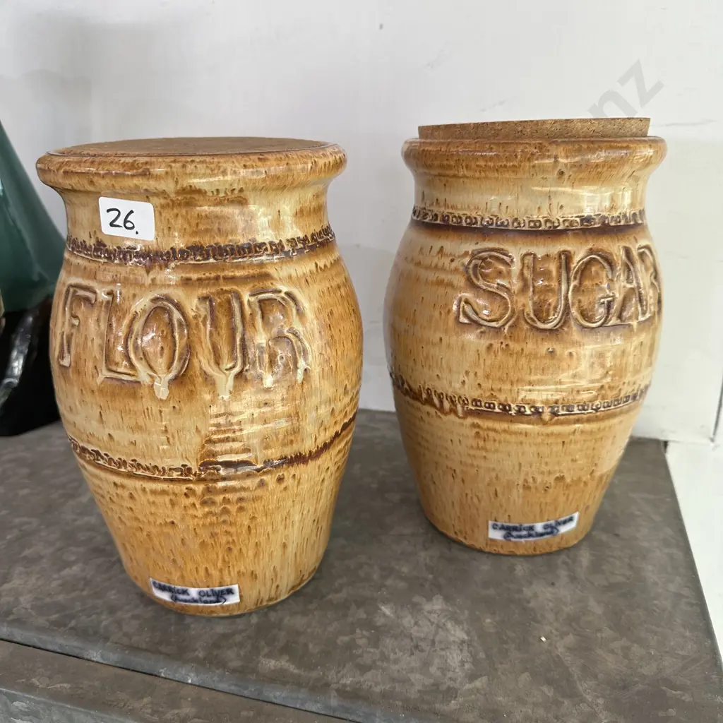 Pr of Carrick Oliver kitchen canisters Image 1++