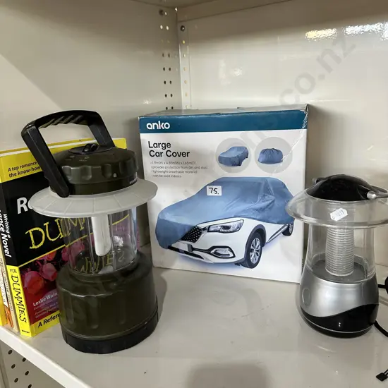 lanterns, car cover etc