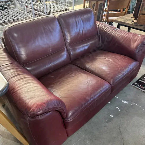 red leather sofa- average