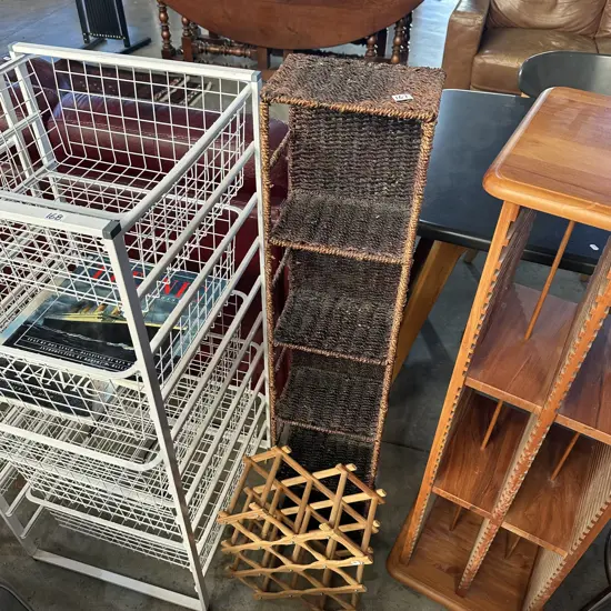 wicker stand and wine rack