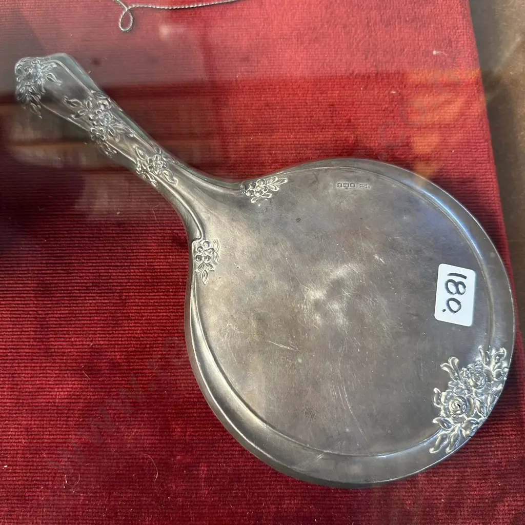 Sterling Silver dressing table hand mirror Image 1++