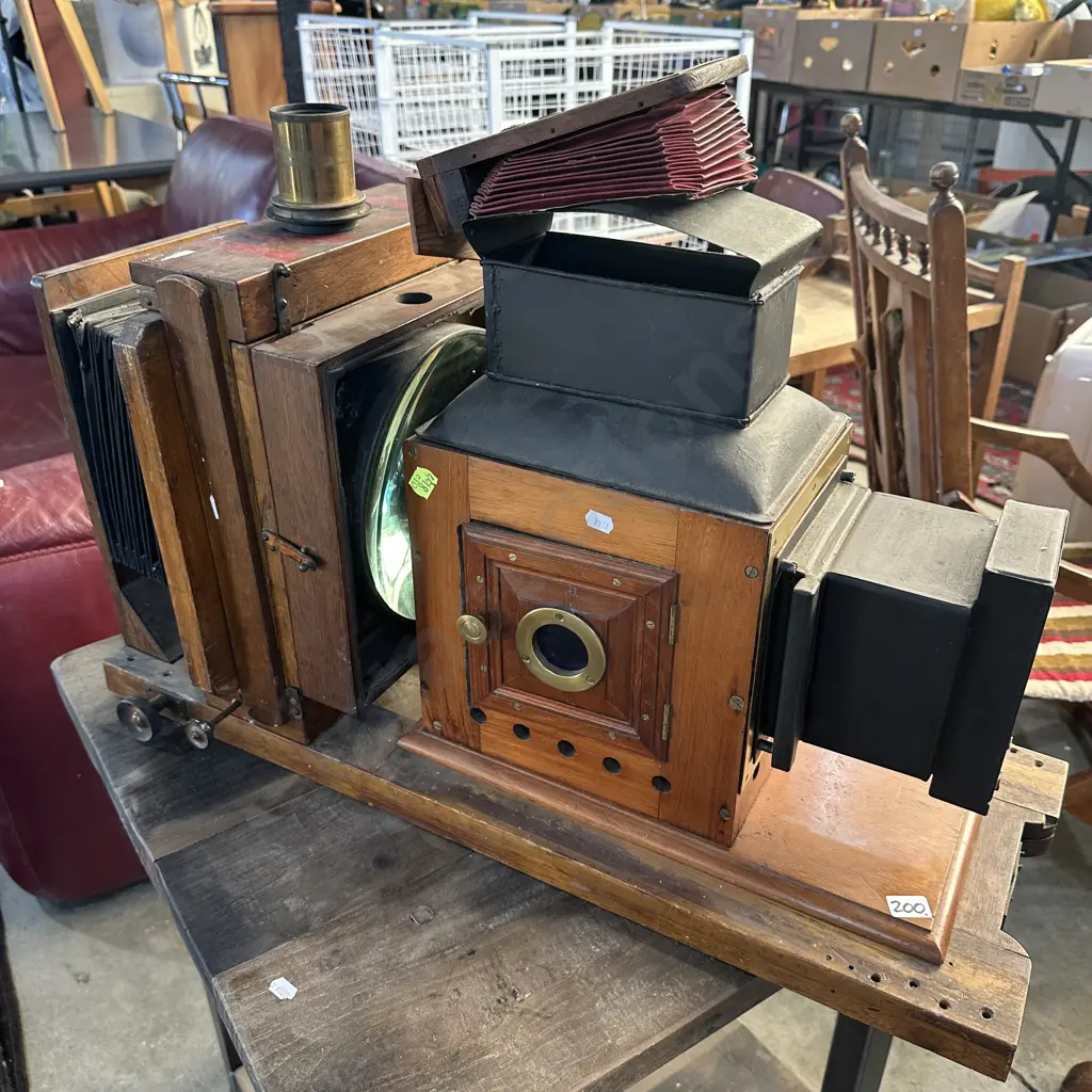 Very early photographic enlarger, Ivory name plates with makers name. Image 1++