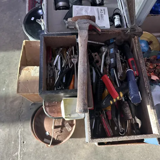 Two boxes of hand tools plus string.