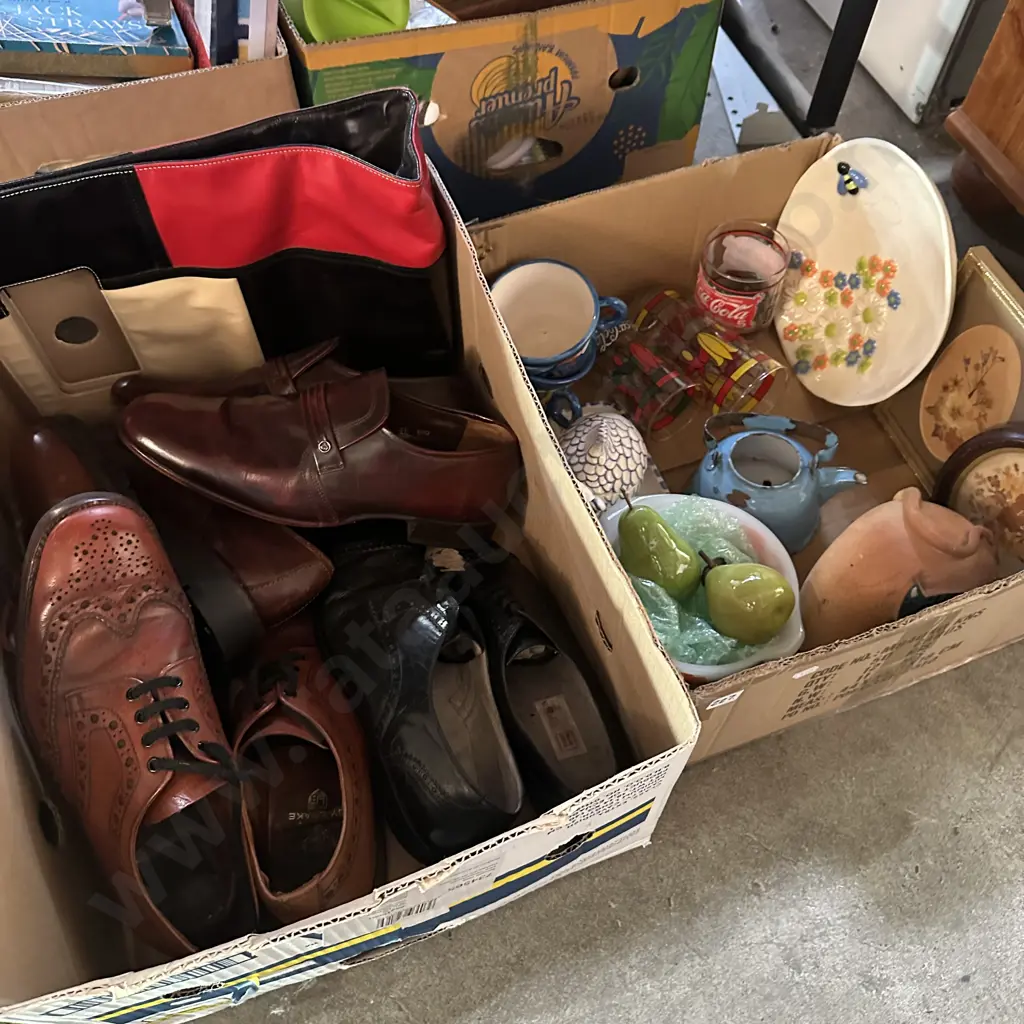 Two boxes of collectable and vintage shoes etc. Image 1++