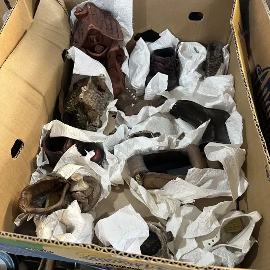 Box lot assorted pottery.