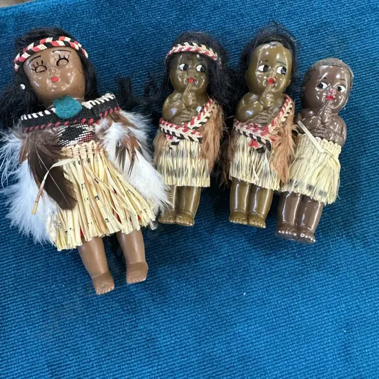 4 x Maori celluloid dolls