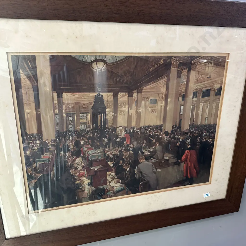 "The underwriting room at Lloyds" 1949 framed print Image 1++
