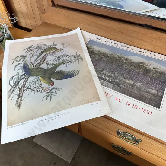 Pr of Heaphy framed prints plus unframed print and cover (3 photos)