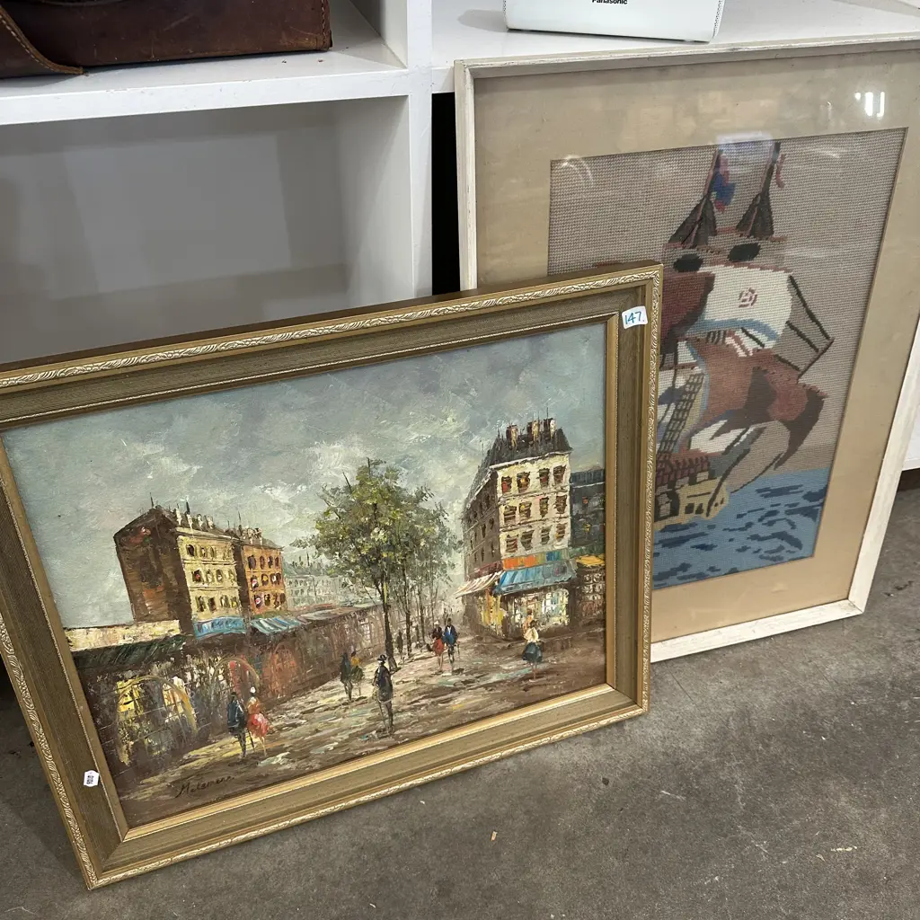 signed painting plus tapestry Image 1++