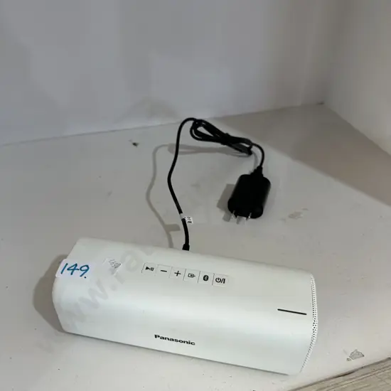 panasonic speaker and long wooden handle hoe