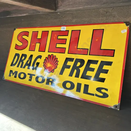 Shell metal sign "Drag free motor oils"