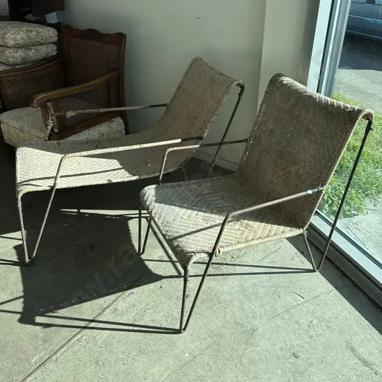 vintage outdoor lounger and chair