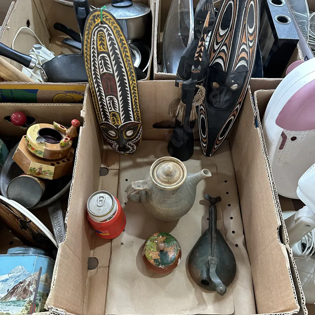 masks, antique bean slicer etc Image 1++