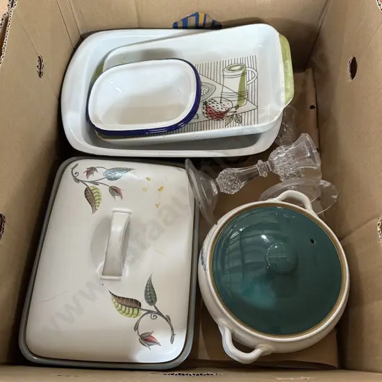 Denby ware and candle sticks etc