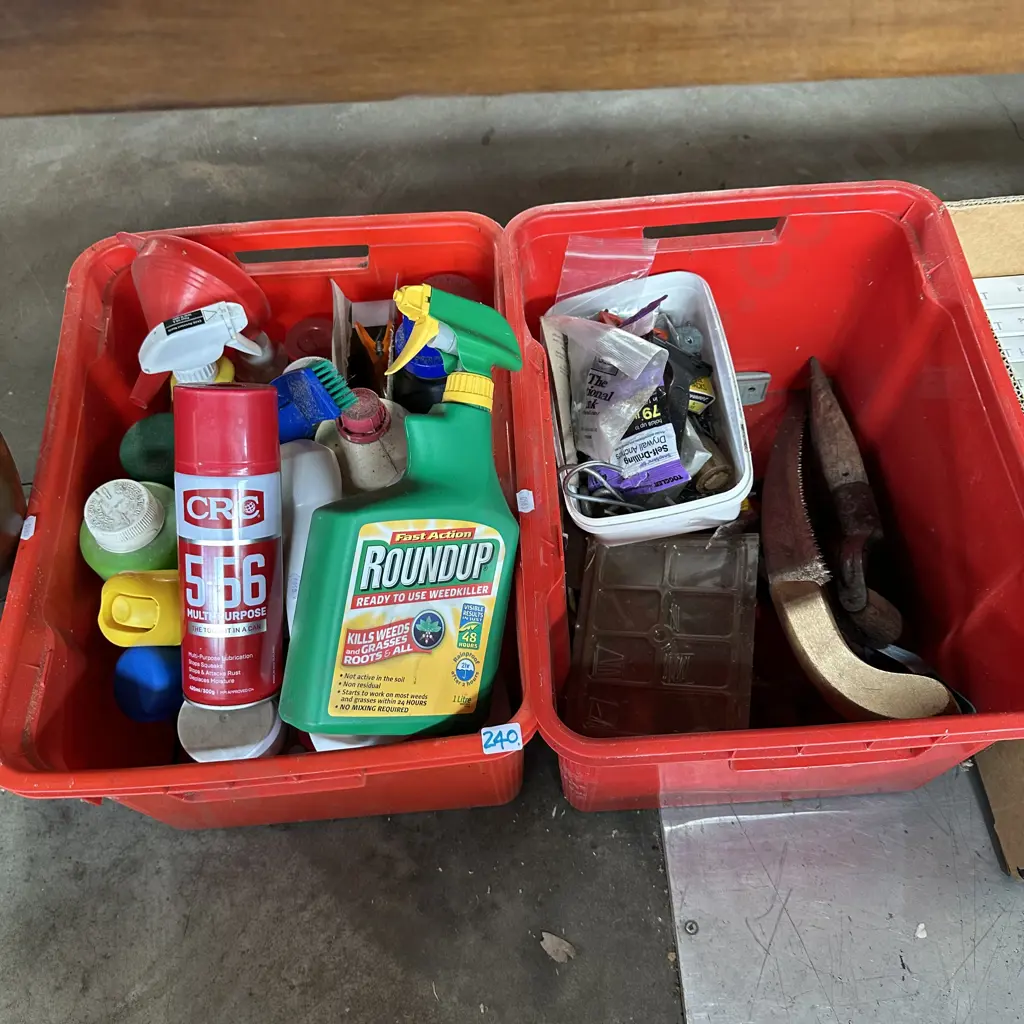 2 bins of tools and product Image 1++
