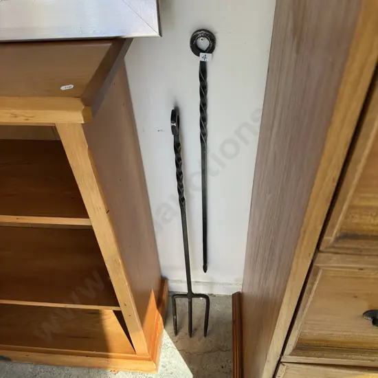 large wrought iron fire tools