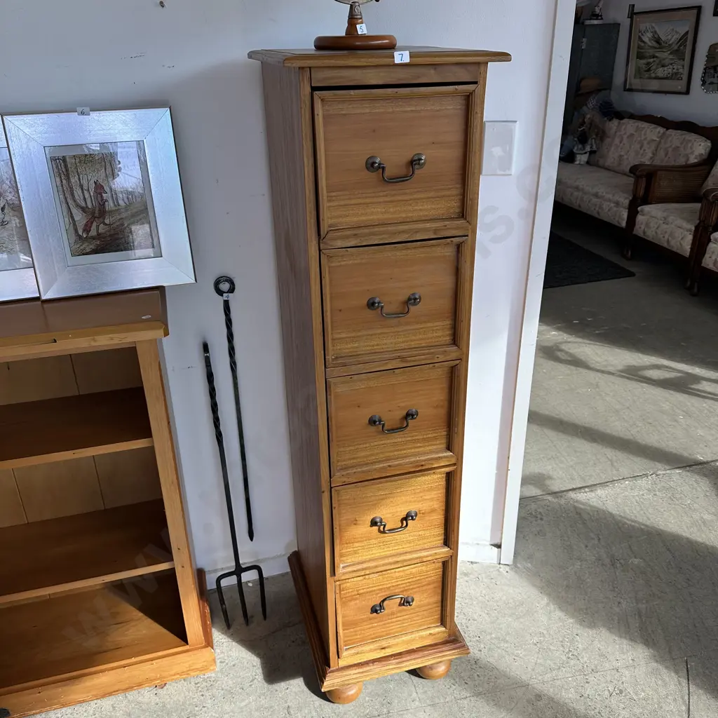 tall slim Teak set of drawers Image 1++