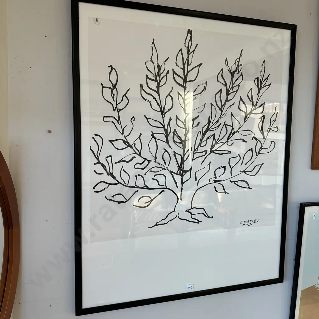 large "Matisse" print in glass/wood frame Image 1++