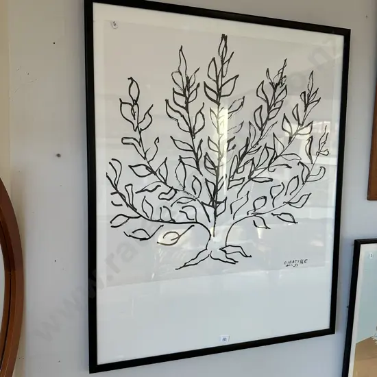large "Matisse" print in glass/wood frame