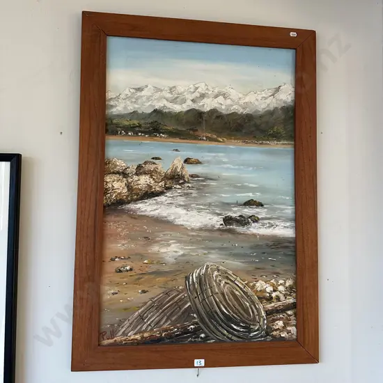 signed painting in vintage Oak frame