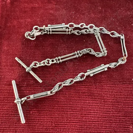Sterling Silver double fob chain 40.7g
