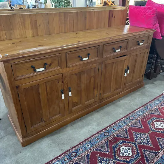 Pine colonial style sideboard (has hutch top included)
