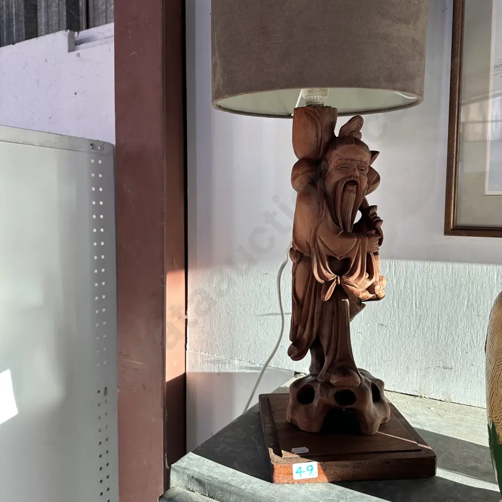 carved Oriental fisherman lamp Image 1++