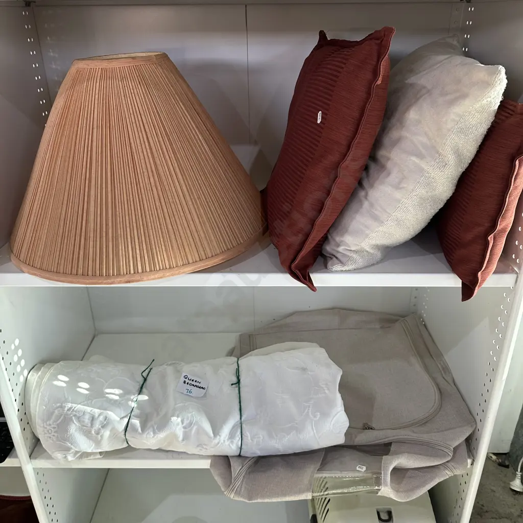 cushions, shade, Queen bedspread, small storage Image 1++