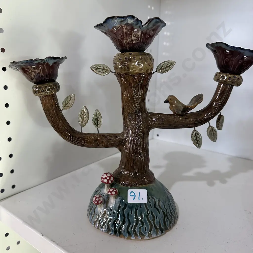 whimsical tree shaped ceramic candlestick Image 1++