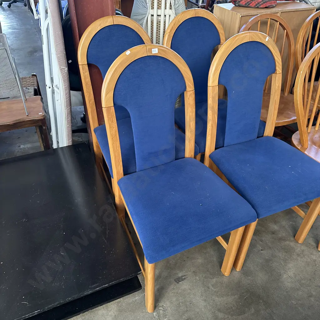 set of 4 high back Rimu & padded dining chairs Image 1++