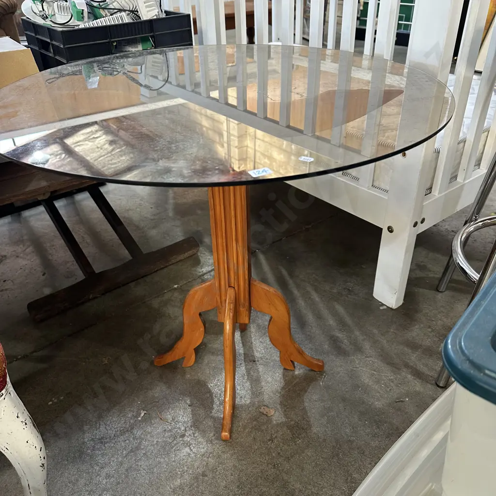Bespoke Rimu based glass top table Image 1++